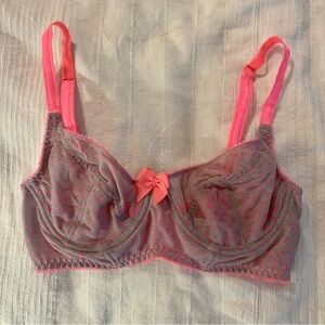 Claudette grey & pink underwire bra